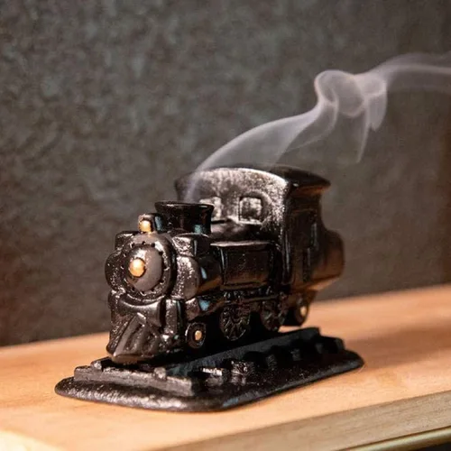 Miniatura 2 de Incienso de Santa Fe Quemador de incienso de madera natural con motor de vapor negro, incluye 20 ladrillos de incienso de piñón - Fabricado