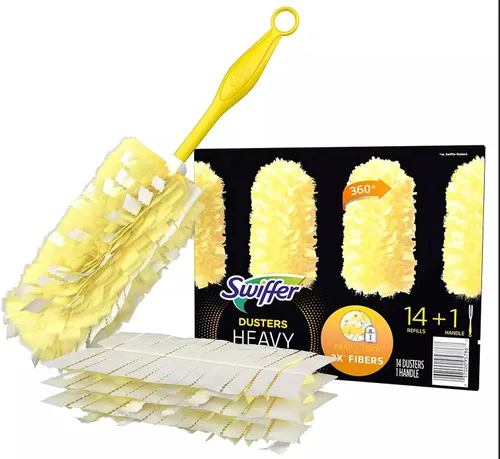 Miniatura 2 de Swiffer Mango de plumero 360 con recargas, mango de plástico, cabeza de fibra de vellón, amarillo, 14