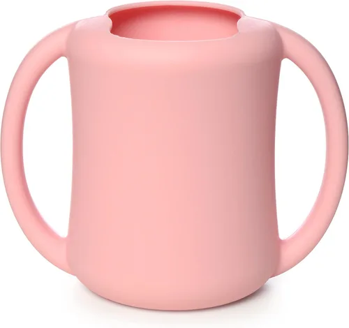 Miniatura 11 de PrimaStella Taza de entrenamiento de silicona para bebés y niños pequeños con asas (coral)