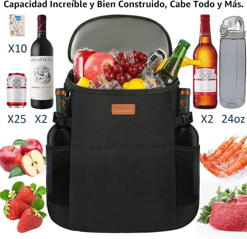Miniatura 5 de Mochila Enfriadora de Camping para 30 Latas, Mochilas Enfriadoras Suaves Aisladas a Prueba de Fugas Bolsa Enfriadora de Viaje Impermeable Almuerzo