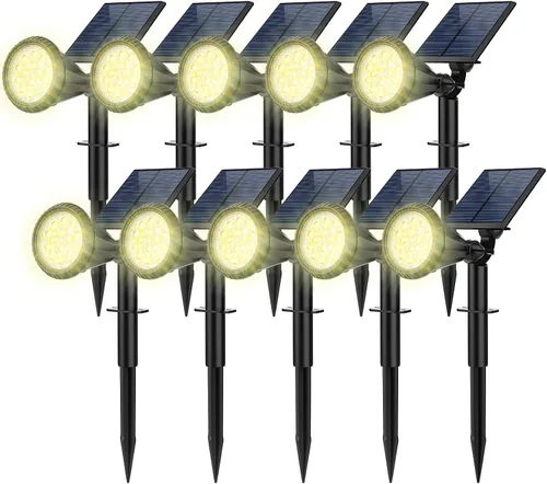 Miniatura 11 de Focos solares para exteriores, cambio de color, 7 modos/14 luces LED solares para exteriores, impermeables, RGB multicolor, luces solares
