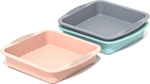 SOV Molde cuadrado de silicona para tartas: moldes de silicona de 10 pulgadas, antiadherentes, resistentes al calor, son perfectos para pasteles,