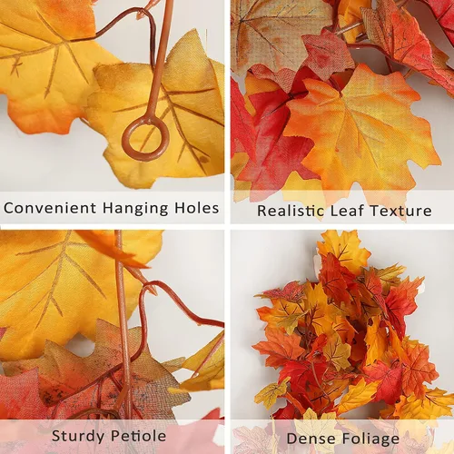 Miniatura 2 de RECUTMS 2 guirnaldas de otoño con hojas de otoño, decoración de otoño para el hogar, guirnalda artificial de follaje de otoño, decoración de Acción