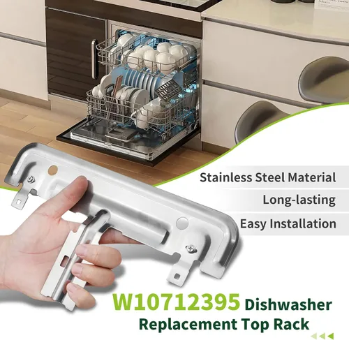 Miniatura 4 de W10712395 - Estante superior de repuesto para lavavajillas Kenmore Kitchenaid Whirlpool, repuesto W10350375 PS10065979 AP5957560. WDT730PAHZ0