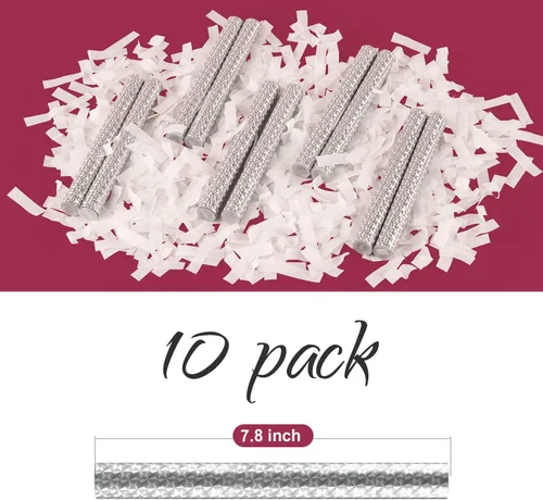 Miniatura 5 de BATTIFE Paquete de 10 varitas de confeti blanco, palitos de confeti de papel de seda para celebraciones de bodas, aniversarios, cumpleaños, 7.8