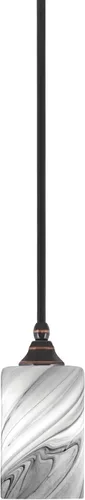 Miniatura 209 de Toltec Lighting Tallo Colgado Mini colgante, acabado de cobre negro, 3.5" cuadrado humo burbuja vidrio