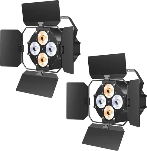 Miniatura 8 de Luces de escenario con puertas de granero, luces LED par con focos COB blancos cálidos y fríos, luz de par profesional con activación por sonido