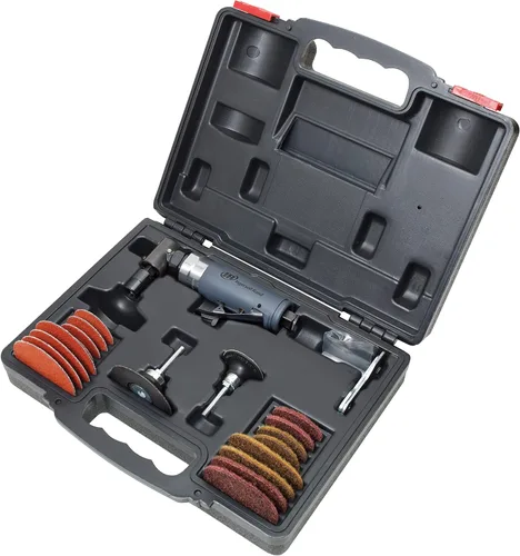 Miniatura 15 de Ingersoll Rand 301B Amoladora neumática con troquel - 1/4 pulgadas, ángulo recto, 21,000 RPM, construcción de rodamiento de bolas, bloqueo