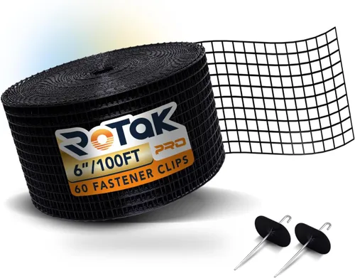 Rotak Critter Guard PRO - Kit de rollo de prevención de pájaros para panel solar de 6 pulgadas x 100 pies con 60 clips de cierre - Malla de alambre