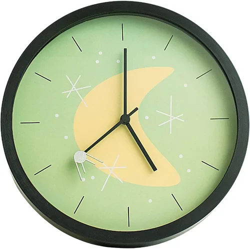 Sputnik - Reloj de pared retro silencioso, reloj de pared de mediados de siglo, decoración vintage del espacio exterior, funciona con pilas, 10
