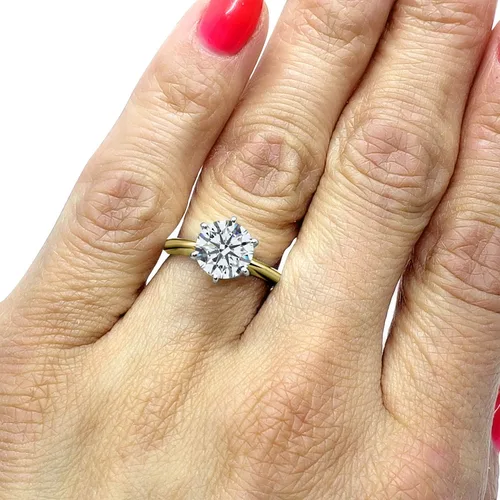 Miniatura 6 de Anillo de oro amarillo con circonita cúbica de 14 quilates y 6 puntas