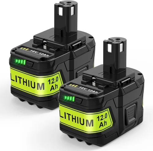 ARyee Paquete de 2 baterías de repuesto de 12.0Ah 18V P108 P109 para Ryobi 18V batería P102 P103 P104 P105 P107 P106 compatible con Ryobi ONE+18Volt