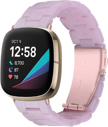 Miniatura 17 de Correa de reloj de resina compatible con Fitbit Versa 4/Sense 2/Versa 3/Sense 1, pulsera brazalete de moda ligera y ajustable de repuesto
