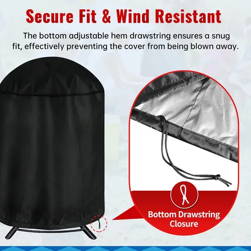 Miniatura 4 de iCOVER – Funda redonda para parrilla, cubierta de 29" de diámetro x 38" de alto para parrilla de carbón, cubierta impermeable para parrilla