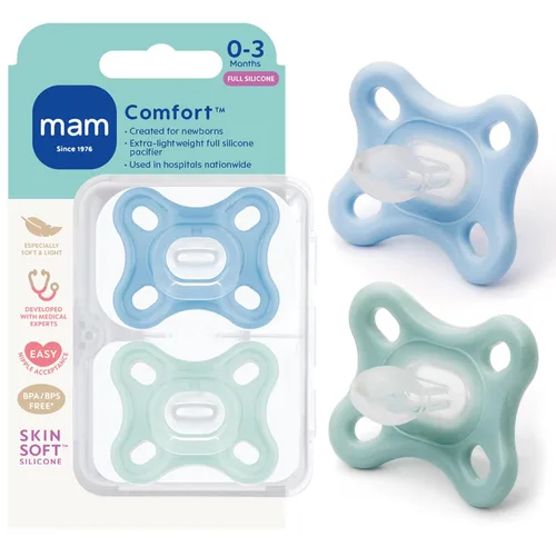 Miniatura 9 de MAM Chupetes de confort para bebé, chupete de silicona completo de una pieza y ligero para recién nacidos de 0 a 3 meses, tetina libre de BPA, Agua