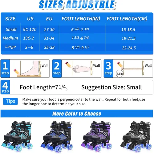 Miniatura 6 de Nattork Patines de ruedas para niños y niñas, patines ajustables de 4 tamaños con ruedas iluminadas para adolescentes, principiantes, deportes al