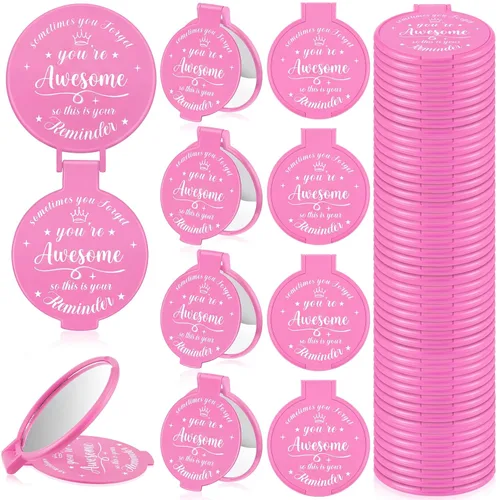 Miniatura 14 de 18 piezas de espejo compacto inspirador de 2.76 pulgadas a granel para mujeres, pequeños regalos de graduación, día de la madre, fiesta, bolso, Negro
