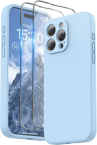 Miniatura 20 de SURPHY Funda diseñada para iPhone 15 Pro Max con protector de pantalla y cordón, correa de teléfono y funda de silicona líquida para teléfono