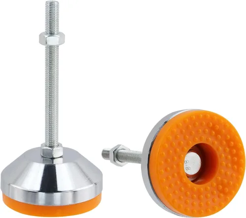T Tulead Pies de nivelación M8xH100, nivelador ajustable de acero al carbono, patas de andamio, niveladores de piso de goma de 2.36 pulgadas de