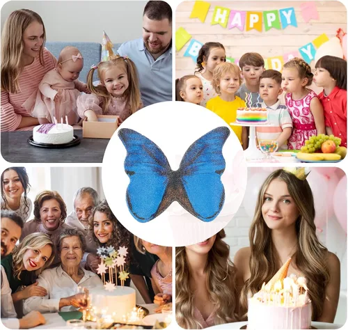 Miniatura 7 de TIESOME 48 mariposas comestibles para decoración de pasteles, decoración de cupcakes de mariposa vívida para bodas, cumpleaños, aniversario