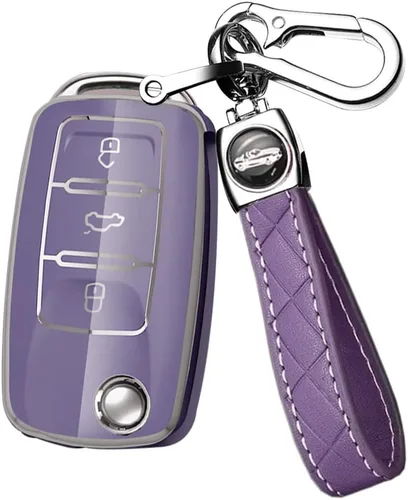 ontto Funda para llave de coche para Volkswagen Jetta Beetle, Tiguan Passat Golf MK6 Polo Morado, Púrpura