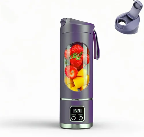 Miniatura 5 de Licuadora/exprimidor portátil, 12 cuchillas, máquina inalámbrica de batidos, 15.2 onzas con potencia de trituración de hielo, recargable por USB-C