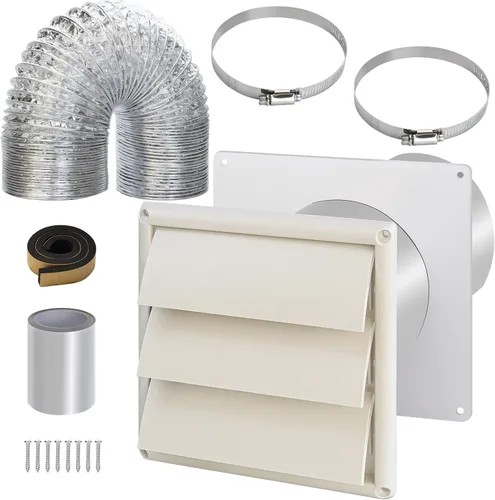 Miniatura 8 de Kit de ventilación de secadora a través de la pared con manguera/conducto conector/placa de pared, kit de conector de manguera de ventilación