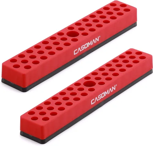 CASOMAN 2 piezas 1/4" Organizador de brocas hexagonales con base magnética - Rojo, Organizador de 86 brocas con fuerte base magnética, Organizador