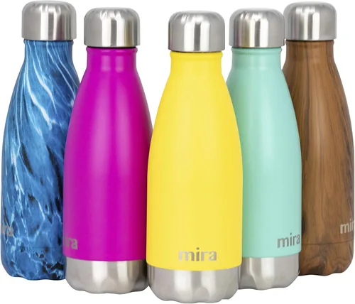 Miniatura 10 de MIRA Botella de agua aislada de 12 onzas – Termo delgado de acero inoxidable en forma de cola – Frasco caliente y frío de doble pared