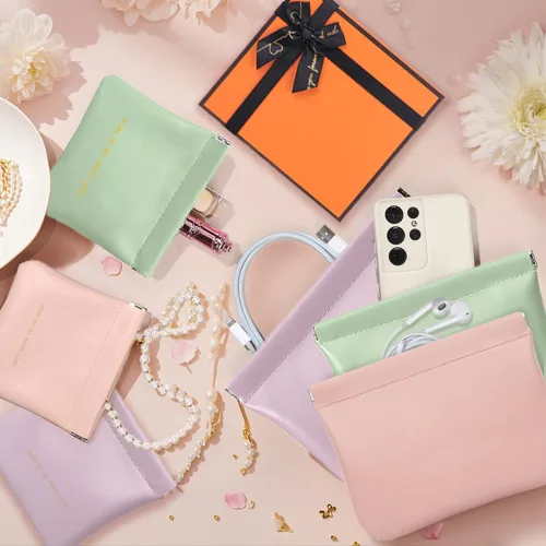 Miniatura 10 de Bolsa de cuero para anillos, funda para anillos de boda, bolsa para anillos de compromiso, almacenamiento de joyas para novios, portador de anillos