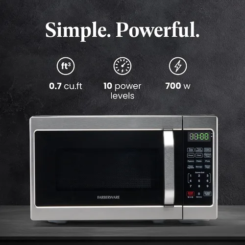 Miniatura 6 de Farberware Microondas para encimera de 700 vatios y microondas de encimera de 700 vatios, 0.7 pies cúbicos - Horno microondas con iluminación LED