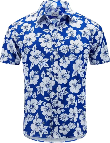 Miniatura 2 de EUOW - Camisas hawaianas para hombre de manga corta con botones, estampadas para la playa y el verano
