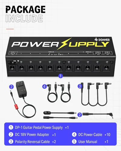 Miniatura 7 de Donner DP-1 Pedal de Guitarra Fuente De Alimentación 10 aislado DC salida 9 V/12 V/18 V para Pedal de efectos.
