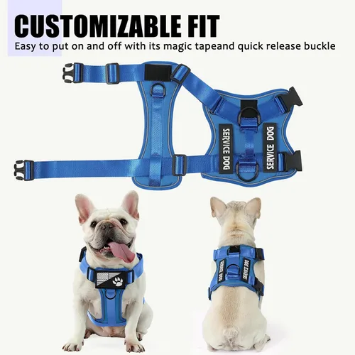 Miniatura 4 de Arnés de perro de servicio, arnés reflectante para perro con 5 parches, arnés Oxford suave ajustable para mascotas, malla de capa interior, fácil