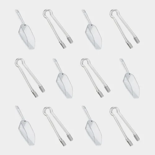 Pinzas y cucharas de plástico para hielo, mini pinzas de cocina y pala de hielo, cuchara de buffet para cóctel, whisky, fiesta de té, dulces,