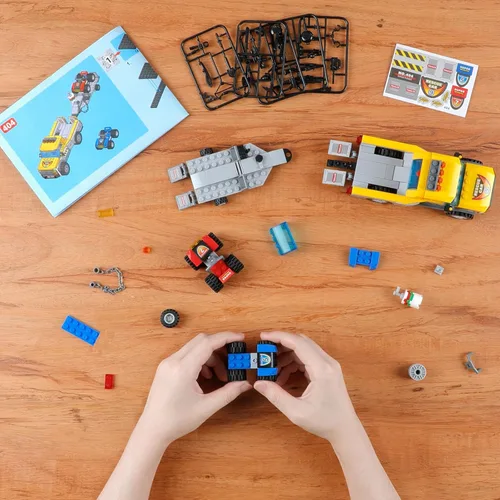 Miniatura 4 de City Race Buggy Transporter - Juego de construcción de 324 piezas 3 en 1 para camiones de servicio urbano, vehículos STEM, juguetes de construcción