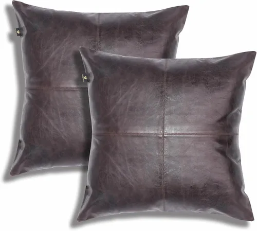 Miniatura 30 de LL LEATHER LOVERS Funda de almohada de piel de cordero - Funda de cojín para sofá, fundas decorativas para sala de estar y dormitorio, 20 x 20 Negro