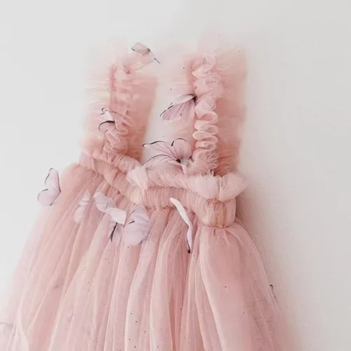 Miniatura 4 de Miipat Vestido de tul sin mangas para niñas pequeñas, vestido de tutú de mariposa floral para niñas pequeñas, vestidos de princesa para fiesta