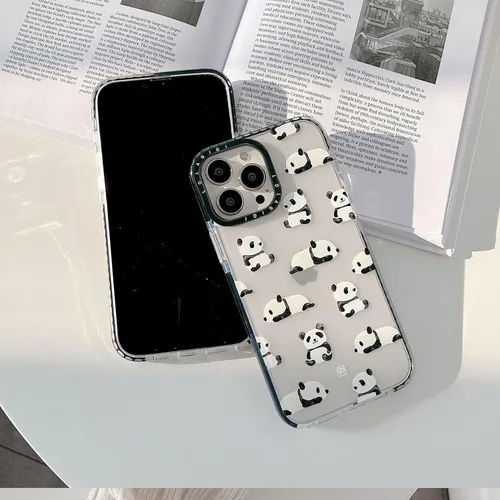 Miniatura 5 de Funda para iPhone 15 Pro Max para Mujeres, Transparente Lindo Panda Dibujos Animados Arte Animal Estampado Diseño Femenino Kawaii Estético