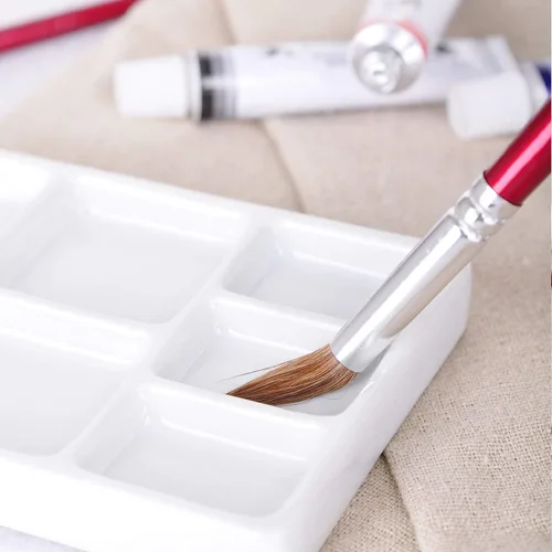 Miniatura 3 de VanEnjoy Paleta de pintura de artista de cerámica cuadrada blanca,Paleta de acuarela de porcelana,Bandeja de mezcla de cerámica para pintura