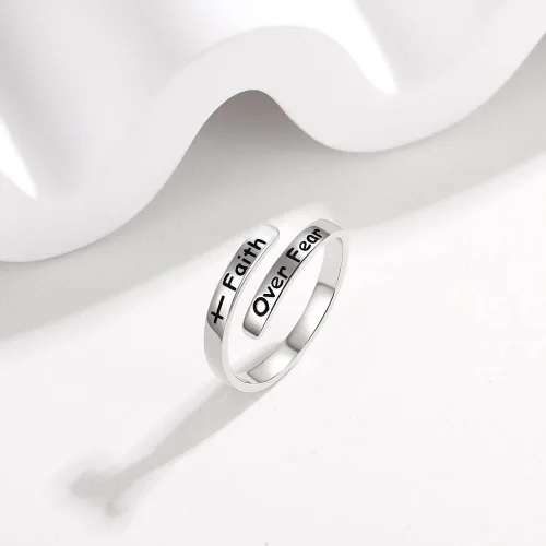 Miniatura 4 de AMBCESSER Anillos ajustables inspiradores de plata de ley 925, regalo de joyería de aliento de personalidad para mujeres y niñas