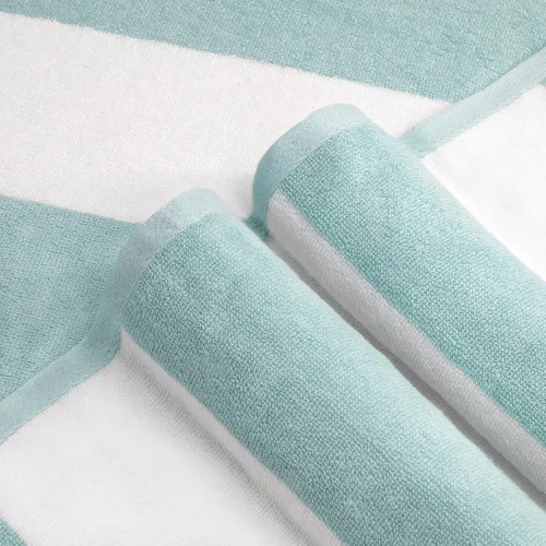 Miniatura 2 de CLOWOOD Toalla de playa de gran tamaño de felpa, algodón de 40 x 70 pulgadas, grande, gruesa, a rayas, color aguamarina, toalla de natación