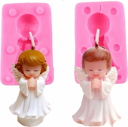 Juego de moldes de silicona 3D para niño y niña para fondant, vela, cera, yeso de París, jabón, decoración de pastel, bomba de baño, barra de