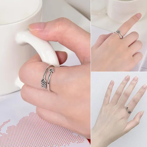 Miniatura 15 de CANDYFANCY Anillo de nudo celta de plata de ley 925 abierto para el dedo medio nudillo para mujer, tamaño ajustable 4-7
