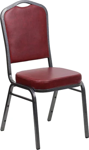 Miniatura 26 de Flash Furniture HERCULES Series - Silla apilable para banquetes con respaldo de corona en tela negra con estampado, marco de vena plateada Tela
