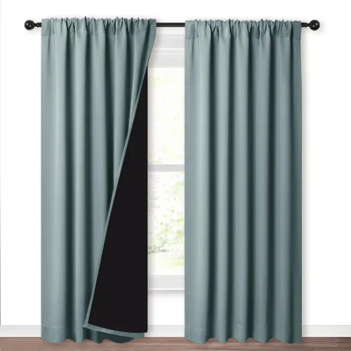 Miniatura 88 de NICETOWN Cortinas blancas 100% opacas, 2 capas gruesas completamente opacas con bolsillo para barra, cortinas aislantes térmicas para Blanco puro
