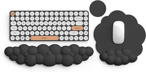 Miniatura 10 de Reposamuñecas para teclado, alfombrilla ergonómica para mouse con soporte de muñeca, reposamuñecas de espuma viscoelástica, base antideslizante