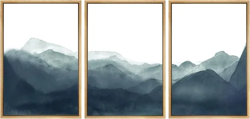 Miniatura 123 de SIGNWIN Lienzo enmarcado para pared, juego de arte tranquilo con reflejo de lago, acuarela, montaña y agua, ilustraciones modernas, arte abstracto