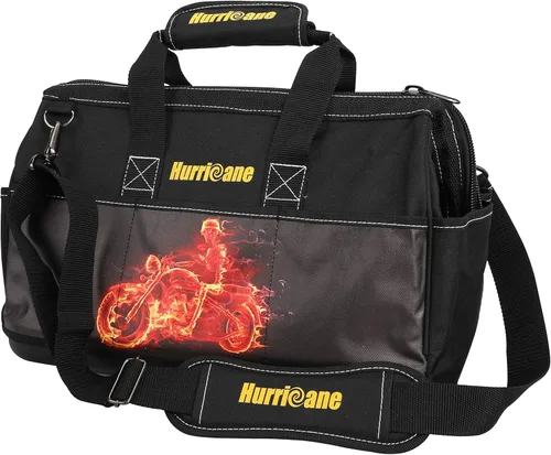 Miniatura 9 de Busted Knuckle Garage bolsa de herramientas portátil de 16 pulgadas con boca ancha, 21 bolsillos, gran espacio interior y base impermeable