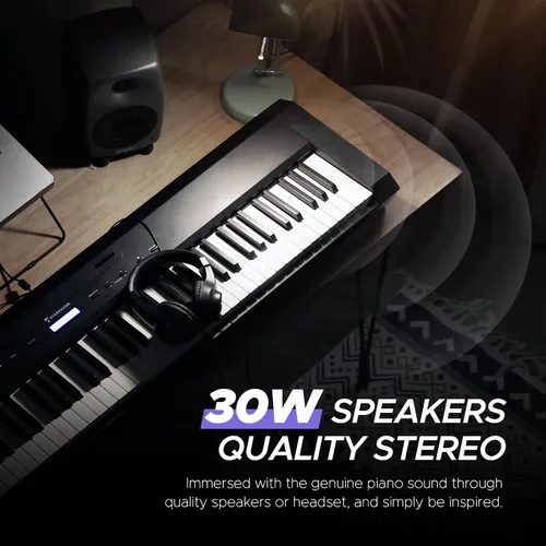 Miniatura 5 de Starfavor Piano digital con peso completo de 88 teclas, teclado de piano eléctrico para principiantes, altavoces duales de 30 W, acción de martillo